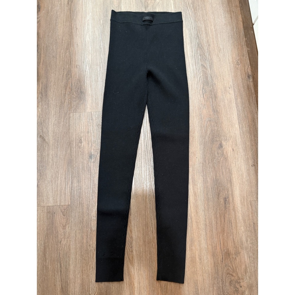 Fear of God Essentials Womens Black Ribbed Knit High Waisted Leggings Large 3637
